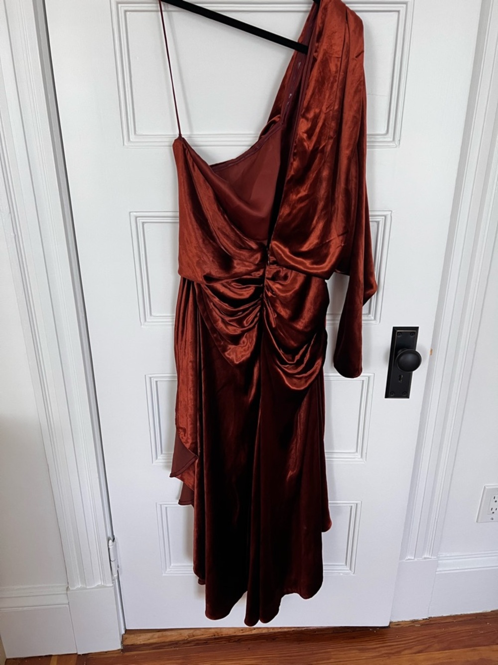 Zimmermann One-Shoulder Satin Dress in Rust - Picture 5 of 7